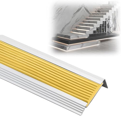 Profilé d'escalier en aluminium antidérapant jaune de 5,5cm L