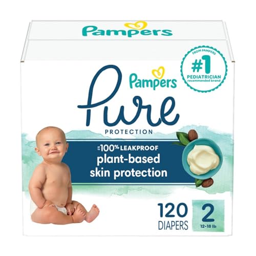 Image of Pampers Pure Protection Diapers - Size 2, 120 Count, Hypoallergenic Premium Disposable Baby Diapers