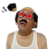 [ST TS] 昭和 親父 ハゲ カツラ 厚底 眼鏡 メガネ 爆笑 コスプレ 仮装 コント お笑い モノマネ 懐かし ギャグ ハロウィーン グッズ コスチューム 小物 (タイプ１)