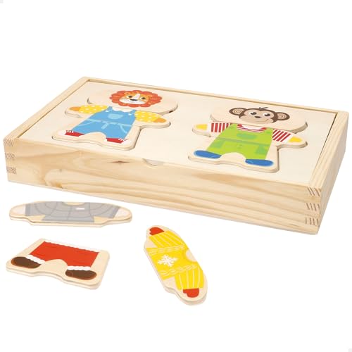 WOOMAX 33065 Puzle de Madera Animales, Partes Intercambiables, Incluye 36 Piezas, Colores Suaves, Certificado FSC, Rompecabezas, Juego sensorial, Juguetes educativos, A Partir de 24 Meses