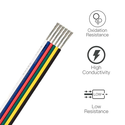 Outdoor Extension 20 AWG Electrical Wire 2/3/4/5/6pin Electrical Wire LED Cable 5-100m LED Extension Cable for RGB Light Solar sheathed(4 pin,50meter)