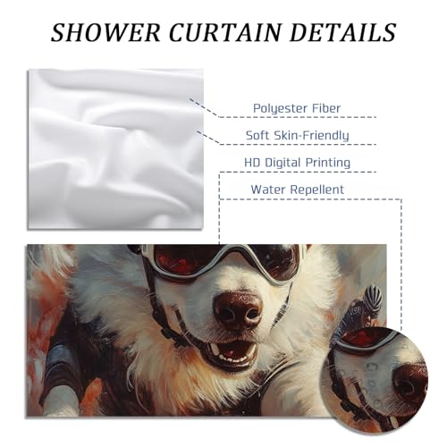 Rideau de douche Samoyède 183x183 cm en polyester imperméable avec crochets - 6