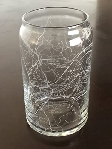 Or Something Beer Can Glass 16 oz Urban City Map Pittsburgh Pennsylvania