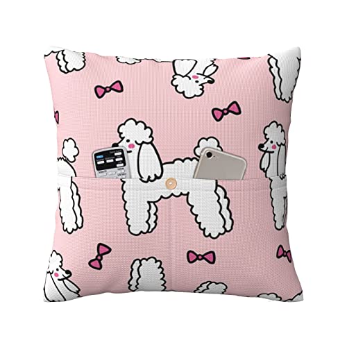 Vucemi Poodle Printed Throw Pillow Covers Square Linen Cushion Case Farmhouse Decorative Pillowcase Cushion Cover For Sofa Couch Bed 16"X16" #TOP6