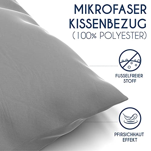 Kissenbezug (Set mit 2) - Für Kissen 50 x 70 cm - Bezüge Anthrazit - Kissenbezüge Mikrofaser (100% Polyester) - Kopfkissenbezug sehr Weich - Image 4