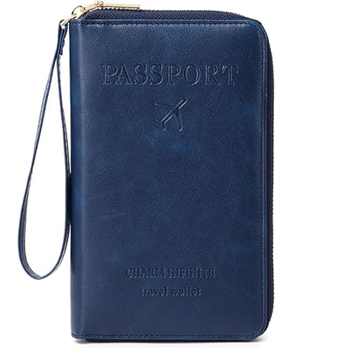 Multi-Function RFID Travel Passport Wallet with Phone Pocket - Ultimate Passport Holder for Women & Men | Holds Phones, Passports, Cash, Cards & Boarding Passes (Blue) by Generic - Used condition - US$6.74