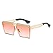 Produktbild AMZTM Polarisierte Sonnenbrille für Damen Mode Hohle Design Quadratischer Metallrahmen Brille Übergroße Flache Brille (Gold Rahmen Rot Verfärben Linse)