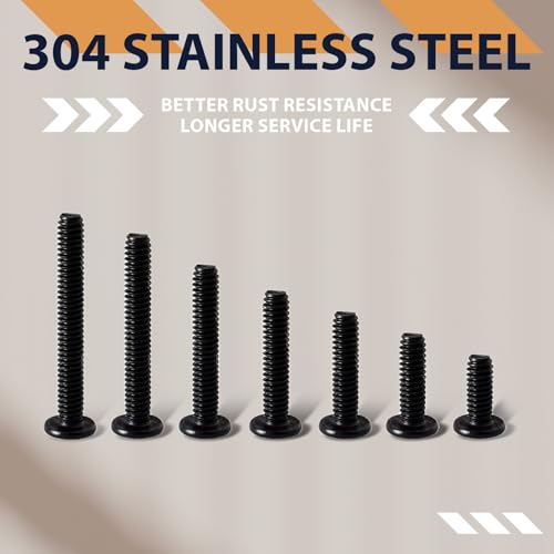 Image of 3 /16-24 x 3 /8 inch (30 Pack) Flat Head Hex Socket Cap Screws Bolts, Black Oxide 304 Stainless Steel 18-8, Hex Drive, Fully Machine Thread Furniture Bolts, with Hex Spanner