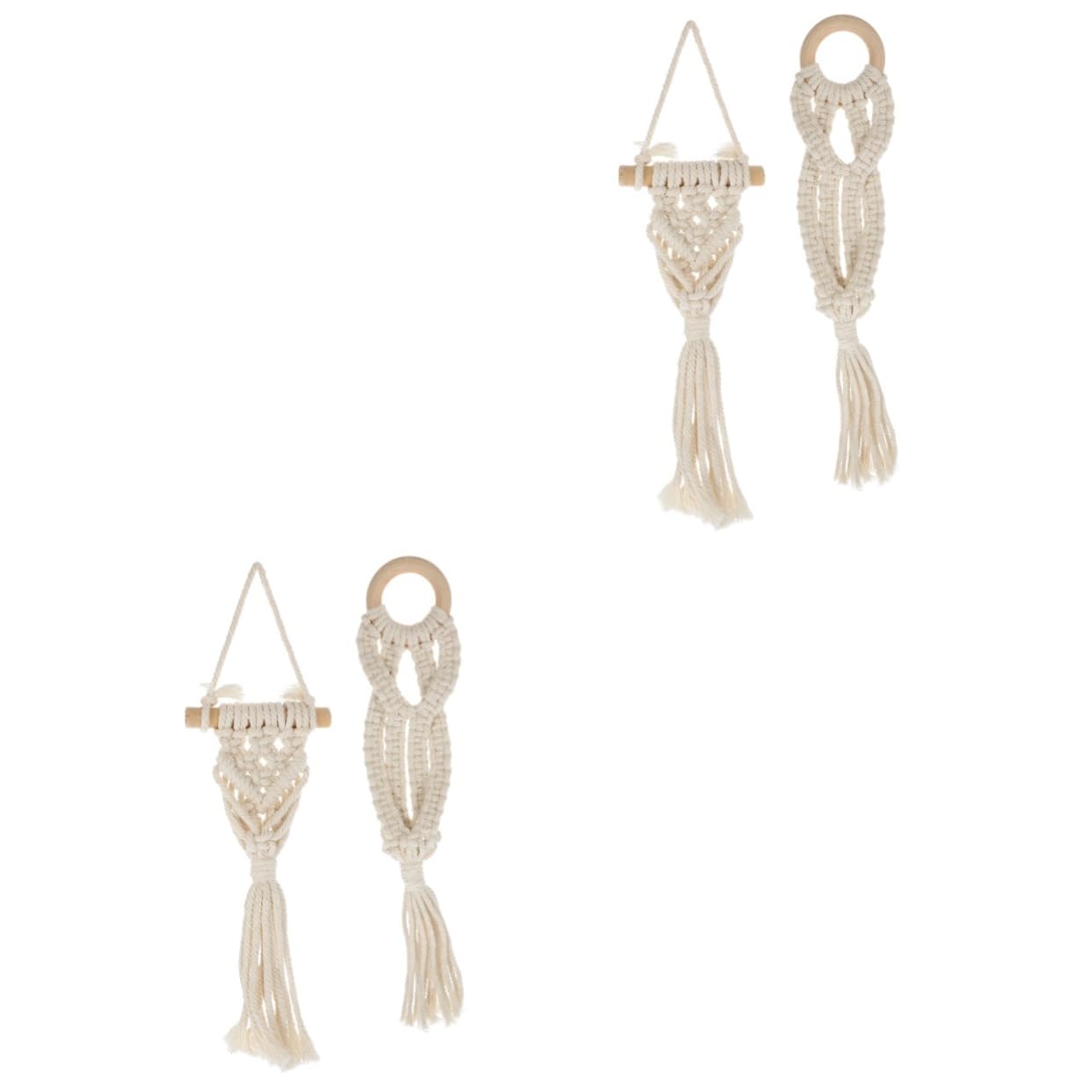 Sosoport 4pezzi Macrame Woven Hanging Planter Hanger Design Boho Per Piante Sospese Adatto Per Giardini Balcone e Decorazioni Casa Materiali Resistenti e Facile Installazione