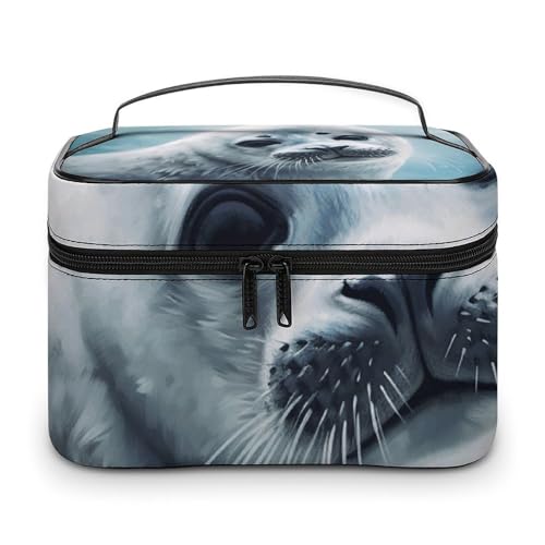 Foldable Travel Luggage Bag for Men And Women, Dry And Wet Separation Portable Travel Luggage Bag, Harp Seal Painting Wallpaper Printed Waterproof Sports Luggage Bag, Fitness Bag