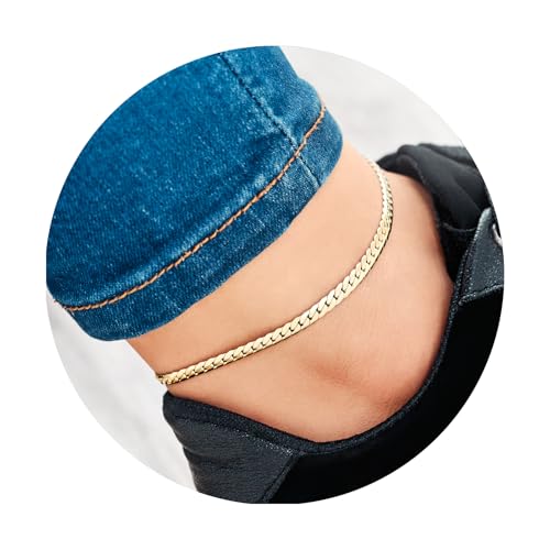 AndreAngel 18K Gold Melted Over Titanium Alloy Anklet Link Vine Chain for Women Width 4 mm Length 9 inches High-Polished Finish Comfort Fit Waterproof Tarnish Resistant Design A71 - Image 4