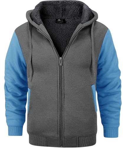 Image of GEEK LIGHTING Men's Fleece-Lined Zip Up Hoodie, Thick Hooded Jacket Winter Warm Athletic Sweatshirt