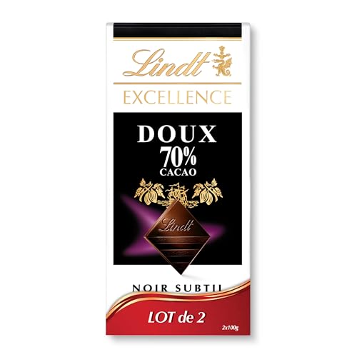 Lindt - Lot de 2 Tablettes EXCELLENCE Noir 70% Cacao Doux - Chocolat Noir, 2x100g