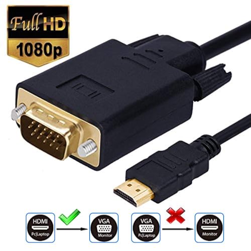 MMOBIEL HDMI do kabla VGA Obraz HDMI do VGA Męski D-Sub 15 Pin M/M złota 1,8 metra