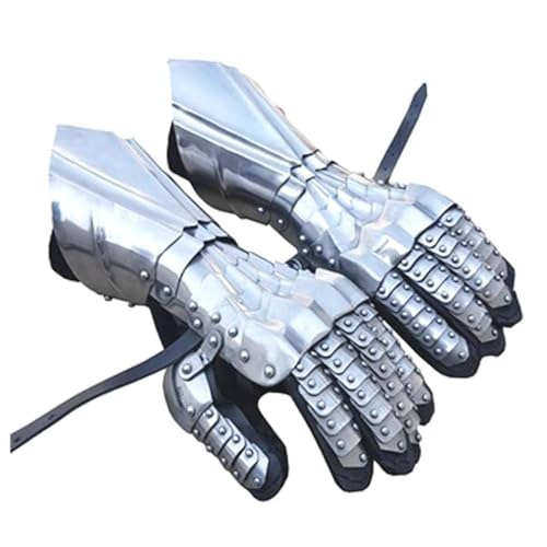 THOR INSTRUMENTS Medieval Gauntlets Silver Viking Gloves Pair Knight Crusader Armor Steel LARP Wearable Fully Gauntlets Steel Gauntlets (Medieval Gauntlets)