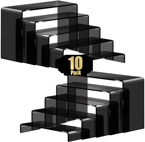 Image of Aheroi Acrylic Risers Display Stands, Acrylic Stands for Display 10Pcs 2Set | Arylic Display Stands Shelf Riser, Black Display Stand Set for Decor,Cupcake Stands Buffet Food Display Set,(7 inchL~8 inchL~9 inchL)