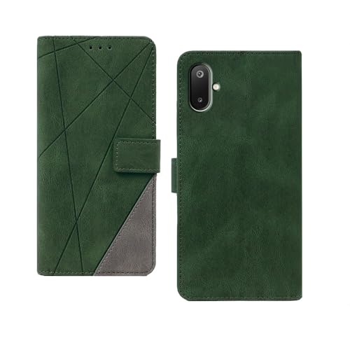 Image of amazon basics Samsung Galaxy M06 Flip Cover | Card Pockets Wallet & Stand | Flip Cover for Samsung Galaxy M06 (Green with Grey)