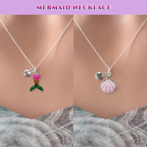 Rlgpbon Mermaid Gifts For Girls Drawstring Backpack,Makeup Bag,Mermaid Jewerly Necklace Bracelet，Hair Ties #TOP2