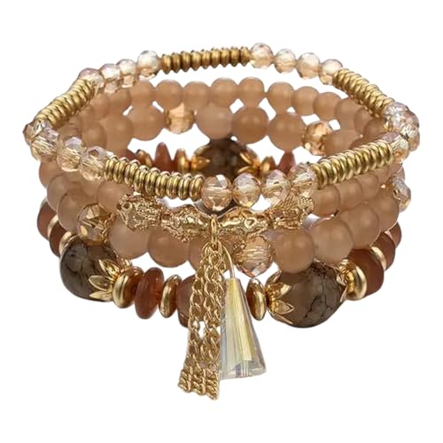 Image of ROYAL NEEDS Fashionable Beaded Multilayer Bracelets for girls and women's. Multicolor flexible crystal Bohemian Stackable Bracelets for women's