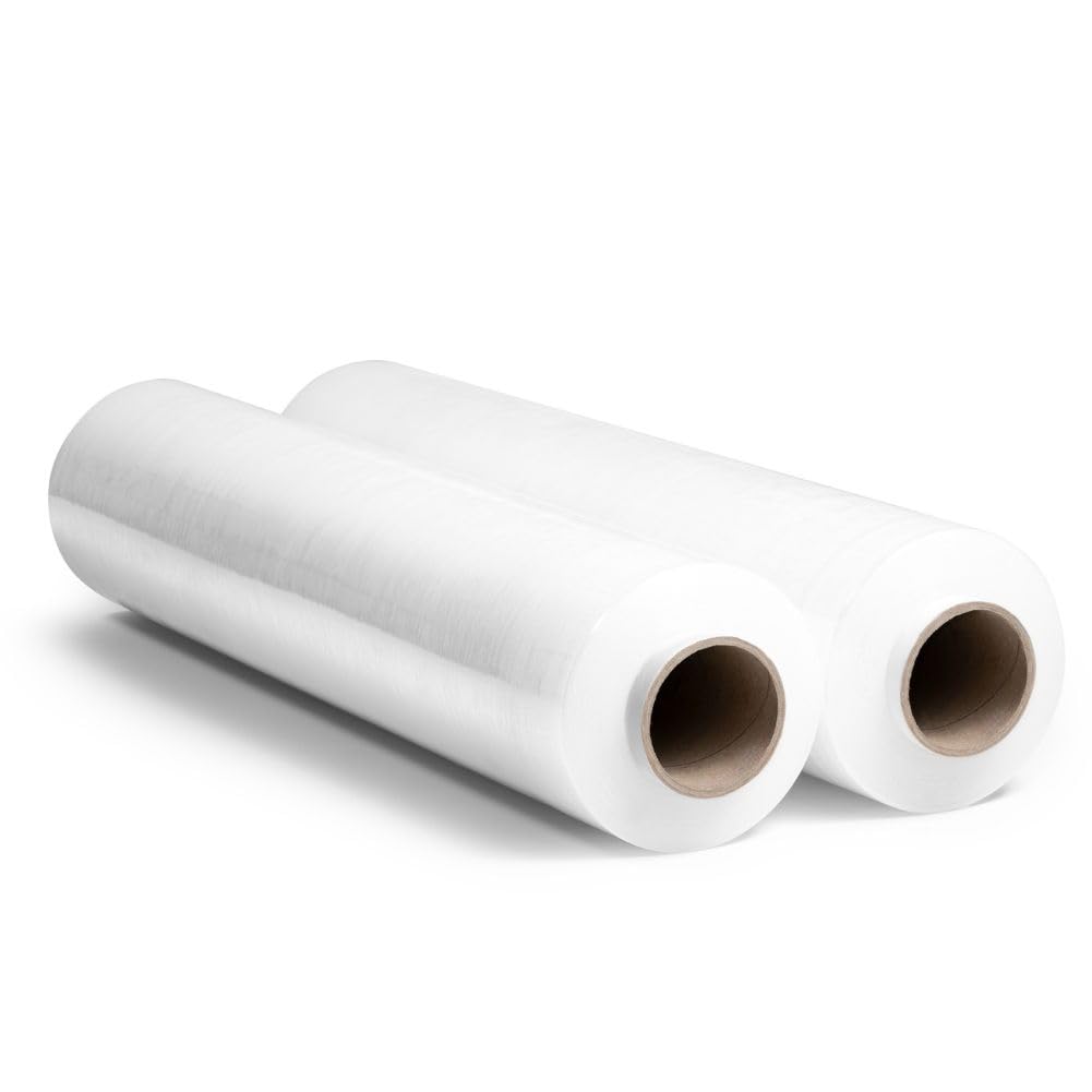 RAGO® Stretchfolie Transparent 2 Stück I Möbelfolie STARK 300m Länge I folie für möbel Hand Stretchfolie rollen I Palettenfolie Handfolie Wickelfolie I Verpackungsmaterial (40 x 9,5 x 9,5 cm) 1,85 kg