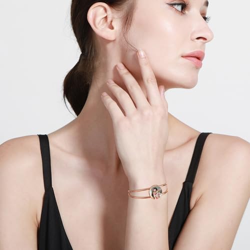 MeMeDIY Personalized Photo Bracelet for Women Engraved Picture Text Name Gold/Silver/Black Open Cuff Bangle Bracelet Heart Charm Custom Jewelry Gift for Mom Wife Friend2