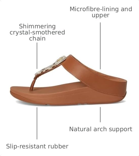 Image of FitFlop Women's Fino Crystal-Chain Leather Toe-Post Sandal