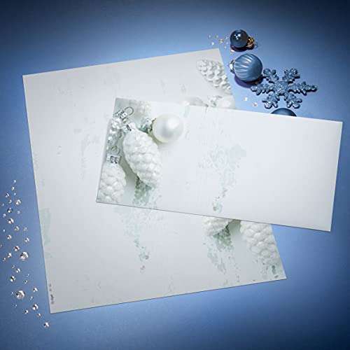 SIGEL DP132 Christmas writing paper, Christmas decorations, 21 x 29.7 cm, 90g / m², White and light gray, 100 sheets - Image 4