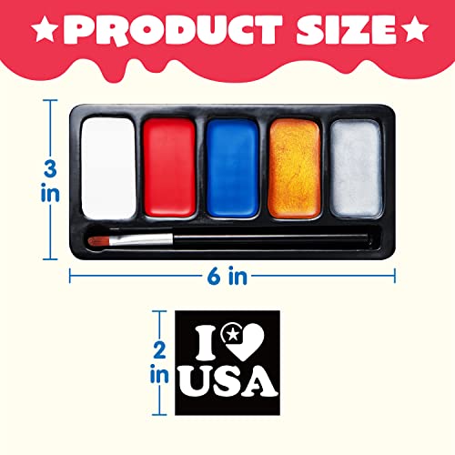 Joyin 5 Colors Patriotic Face Paint Kit With Glitter And 16 Pcs Stencils Sticker For Kids, 4Th Of July Face Paint Red White Blue Face Paint For Independence Day, Memorial Day Party, Veterans Day #TOP5