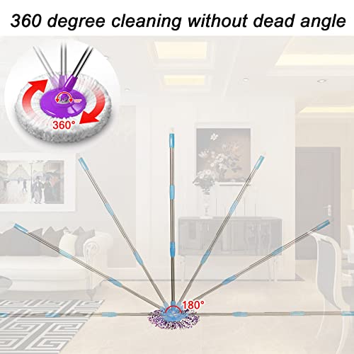 Midremer Spin Mop Pole Handle Replacement, Home Floor 360 Degrees Rotating Telescopic Replacement Handle Cleaning Tool Accessories Enhanced Thickened Version For Cleaning Home Bedroom Office (Blue) #TOP4
