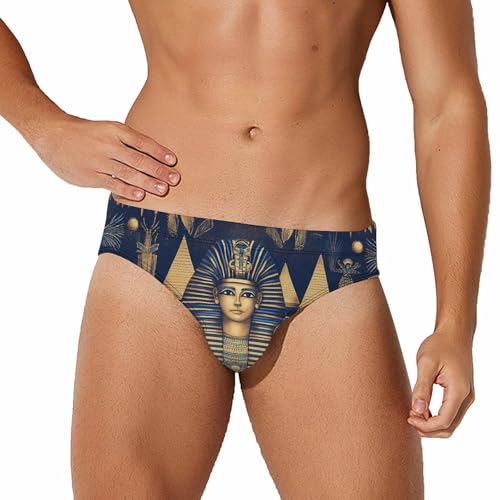 Egyptian Tradition Pattern Mens Swim Briefs Bikini Sexy Low Rise Trunks Swimsuit Bathing Suit Beach