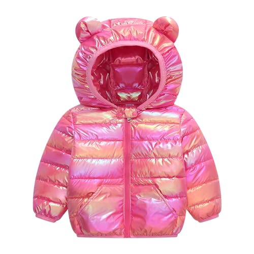 Girls Colorful Puffer Padded Jacket Hooded Winter Lightweight Casual Warm Zip Up Coats for Kids Fashion Outerwear
