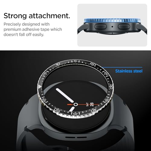 Image of Spigen Bezel Tune (Diver) for Samsung Galaxy Watch 8 (44mm) Bezel Ring Protector Adhesive Cover (2025) - Black