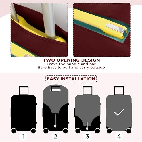 Image of Kraptick Non-Woven Luggage Cover - Waterproof, Dustproof, and Stretchable Luggage Protector Cover, Durable Non-Woven Luggage Case for Trolley Bags with Stretchable and Durable Design (Red-20 Inch)