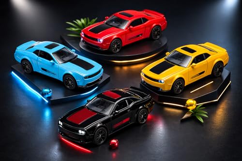 Image of 1:64 Dodge Challenger SRT Hellcat Diecast Model Car - Racing Toy with Opening Doors | Metal Body, Detailed Interior | Mini Collectible Car for Boys & Kids (Random Colour 1Pc)