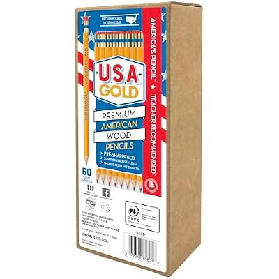 Cra-Z-Art U.S.A. Gold Pre-sharpened American Wood Cased #2 HB Yellow Pencils, 60 Pack