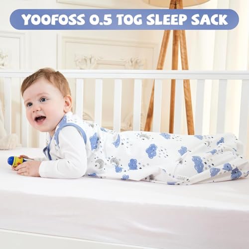 Image of Yoofoss Baby Sleep Sack 24-36 Months Wearable Blanket for Babies 100% Organic Cotton 2-Way Zipper TOG 0.5 Toddler Sleeping Sack 3 Pack, Sleep Sacks
