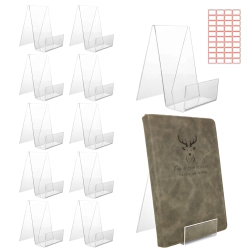 AHAQU 12PCS Acrylic Book Stand, 7.5 x 9 x 10.5cm Transparent Book Display Stand, Clear Book Holder for Displaying Photos, Magazine, Music Sheets, Tablets, Phones