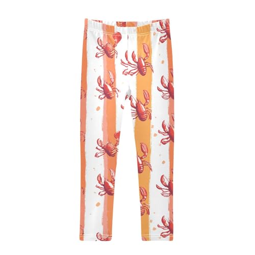 Wusikd Cute Lobsters Girls' Leggings Toddler Doodles Red Orange Kids Yoga Pants Dance Active Tights 4T