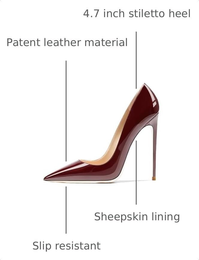 Image of Women's Pointed Toe Shallow Stiletto Heels 4.7 Inch Pumps Wedding Party Banquet Shoes
