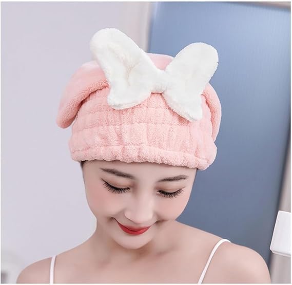 PREZONE Dry Magic Hair Turban Towel Microfiber Hair Wrap Hair Towel Head Twist Cap for Drying, Bath Spa, Shower Hair Drying Bow Towel(Pack of 1) Multicolour 2