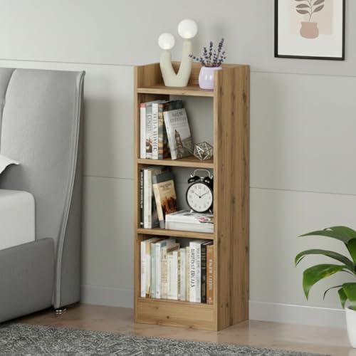 Image of Amazon Brand - Solimo Vault Bookshelf 3- Layer Bookcase, Vintage Corner Bookshelf, Bookcase, 3 Tier Corner Shelf Storage Rack for Living Room, Home, Office | 80x33x20 cm | Forest | DIY