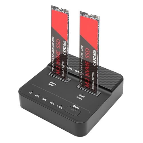 Station d'accueil pour disques durs Dual Bay NVMe M.2 SSD 20 Gbps USB 3.2 Gen 2 x 2 avec clonage hors ligne, adaptateur SSD M.2 NVMe sans outil pour M Key/B+M...