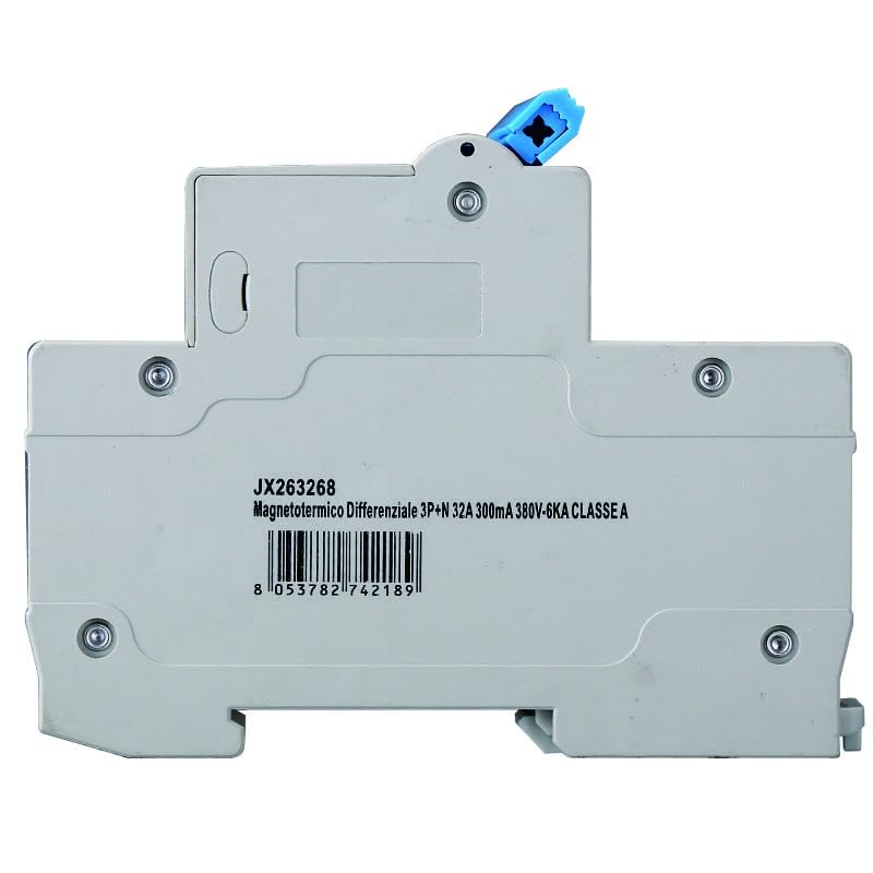 Interruttore Magnetotermico Differenziale 3P+N 32A 300mA 380V-6KA CLASSE A 300mA per Guida DIN - 4 Moduli DIN - Protezione Circuiti e Sicurezza Impianti