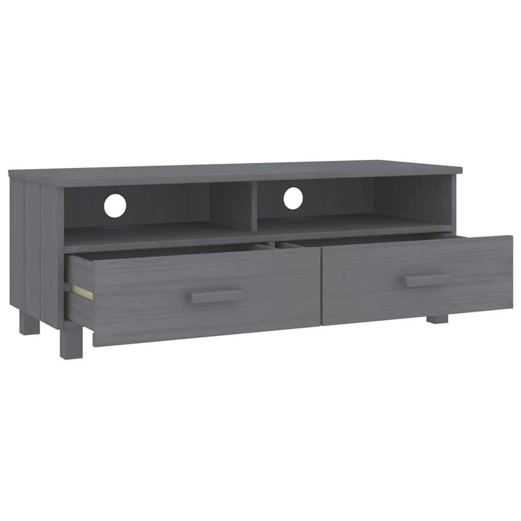 Szafka pod telewizor, ciemnoszara, z litego drewna sosnowego, 106 x 40 x 40 cm, z szufladami, przegródkami i kanałem kablowym, do przechowywania mebli do salonu, sypialni, kina domowego