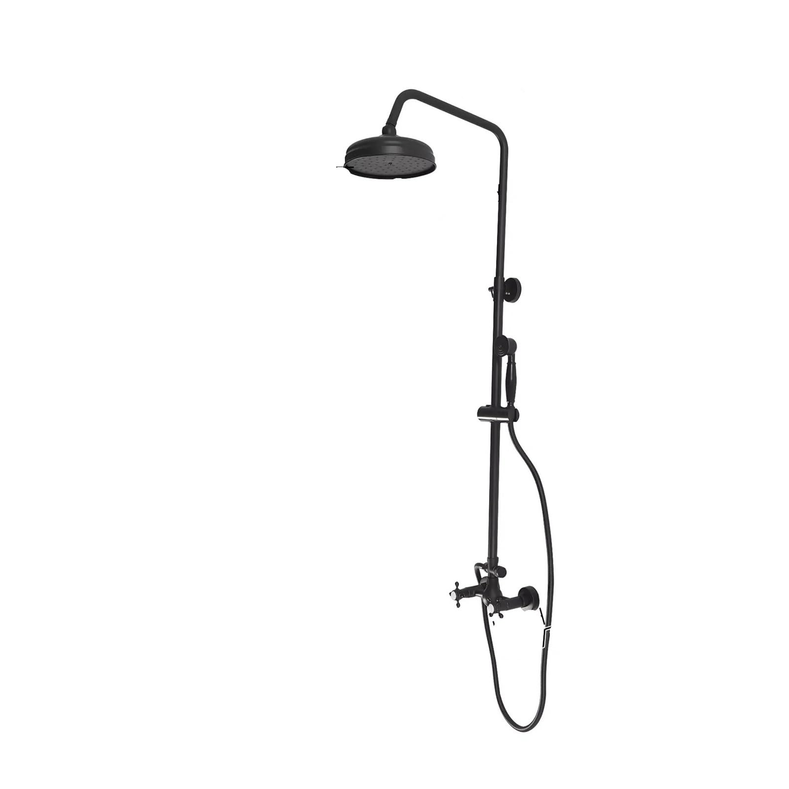 Manguera De Ducha Juego de grifo ducha pared 59", mano con perillas dobles, cabezal lluvia combinado, accesorios expuestos