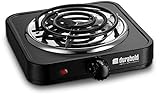 Kitchen Counter-top Cast-Iron Burner - Stainless Steel Body – Ideal for RV, Small Apartments, Camping, Cookery Demonstrations, or as an Extra Burner – by Durabold (Black)