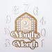 Wooden Baby Monthly Milestone Set with Patterned House Frame, 3D Layered Numbers and Months Sign, Natural Wood Newborn Photo Prop for Baby Monthly Pictures