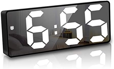 JQGO Alarm Clock Digital Battery Powered, LED Travel Alarm Clocks Beside Mains Powered Non Ticking with Snooze Temperature Date Time Brightness Adjustable for Kids Adults, Green