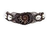 Geflochtener Makramee Choker Ammonit Fossil Choker mit Kauri Muscheln - Thailand Makramee Tribal Surfer Halsband