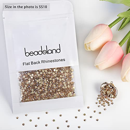 Image of Beadsland Flat Back Crystal Rhinestones Round Gems for Nail Art and Craft Glue Fix, Golden Shadow, 2.7-2.9mm, SS10 /1440pcs